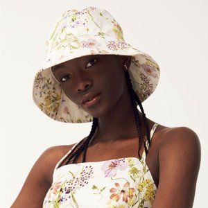 NWT H&M Cotton Bucket Hat Cream/Floral, Size S/54